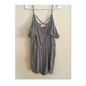 Blue and White Striped Romper